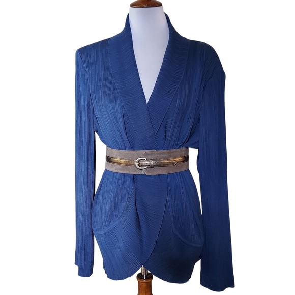 Misook Blue Cardigan with Belt - Picture 12 of 12